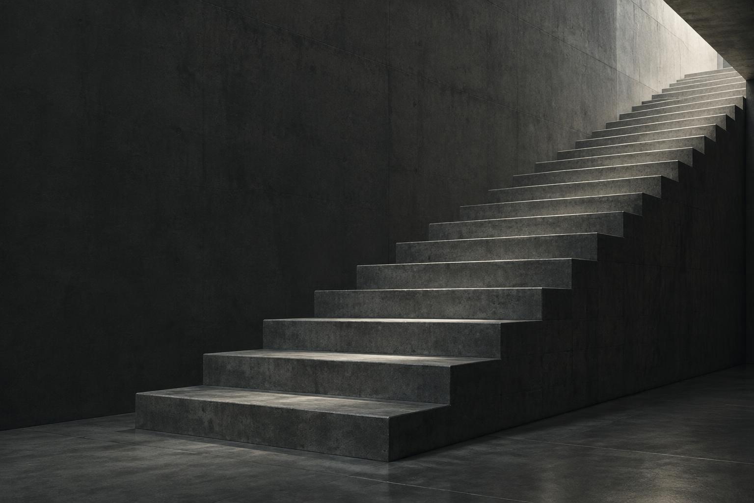 Concrete steps rising toward daylight